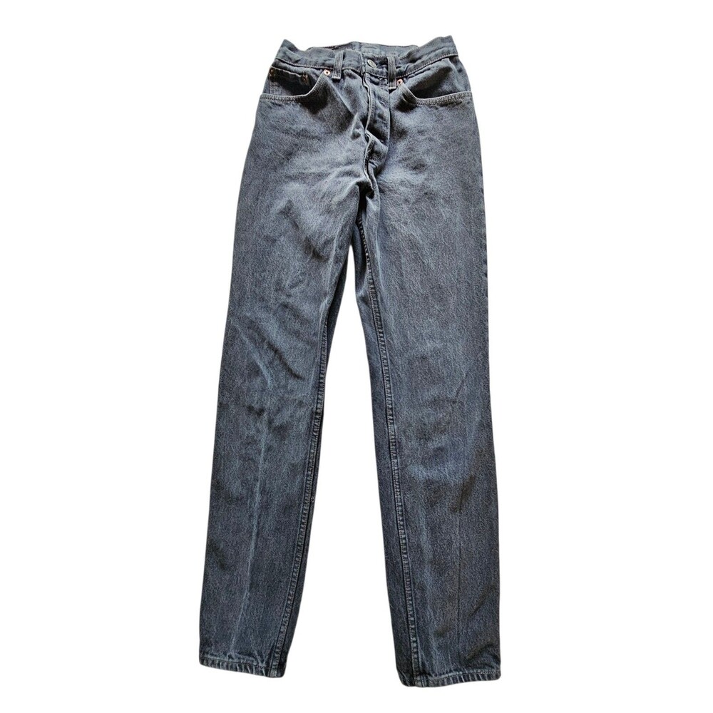 Vintage 80s Levis 26501 0159 Size 7 Faded Black Denim Jeans 501 Button Fly USA